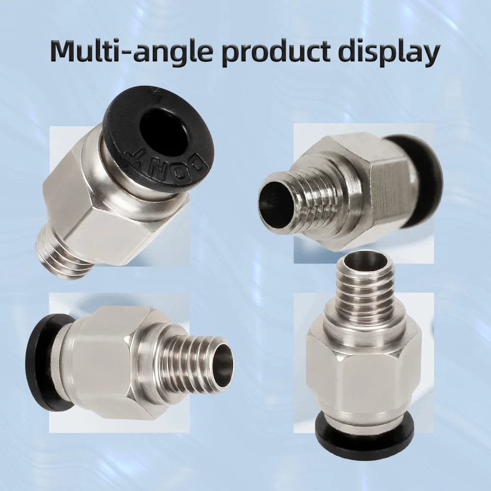 1-10pcs 3d Printer Accessories PC4-M6 Male Straight Pneumatic PTFE Tube Push in Quick Fitting Connector
