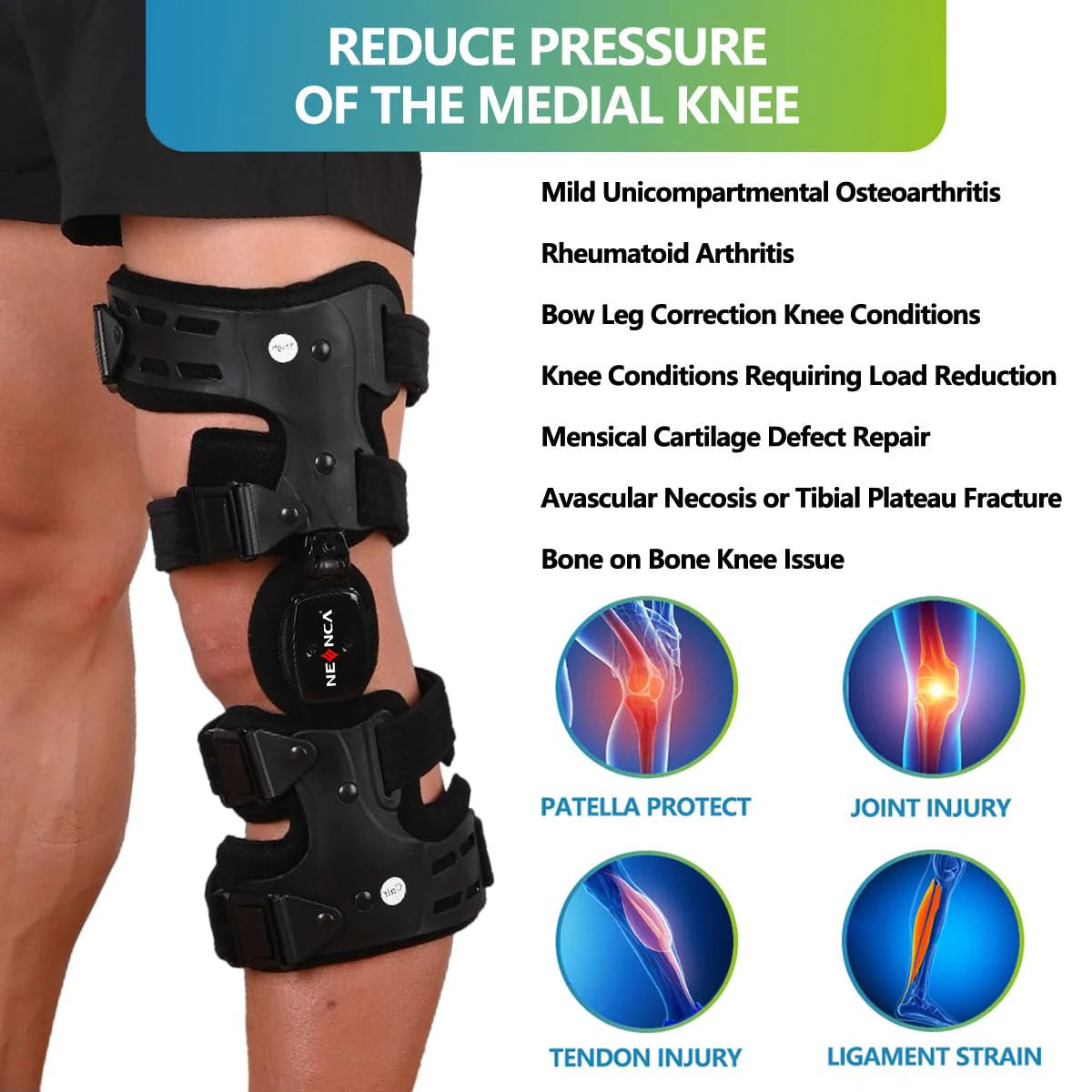 NEENCA OA Unloader Knee Brace Pain Relief & Knee Support for ACL & Meniscus Injury Joint and Patella Stability for Men and Women