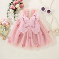 Party Dress for Kids Girl Summer Pink Butterfly Wings Mesh Dress Kids Birthday Clothes for Girl