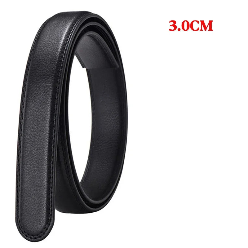 Belt Body No Buckle for Automatic Buckle 2.4 2.8 3.0 3.5cm Width Leather Belts Straps Without Buckle for Men Women 4 Size Wide