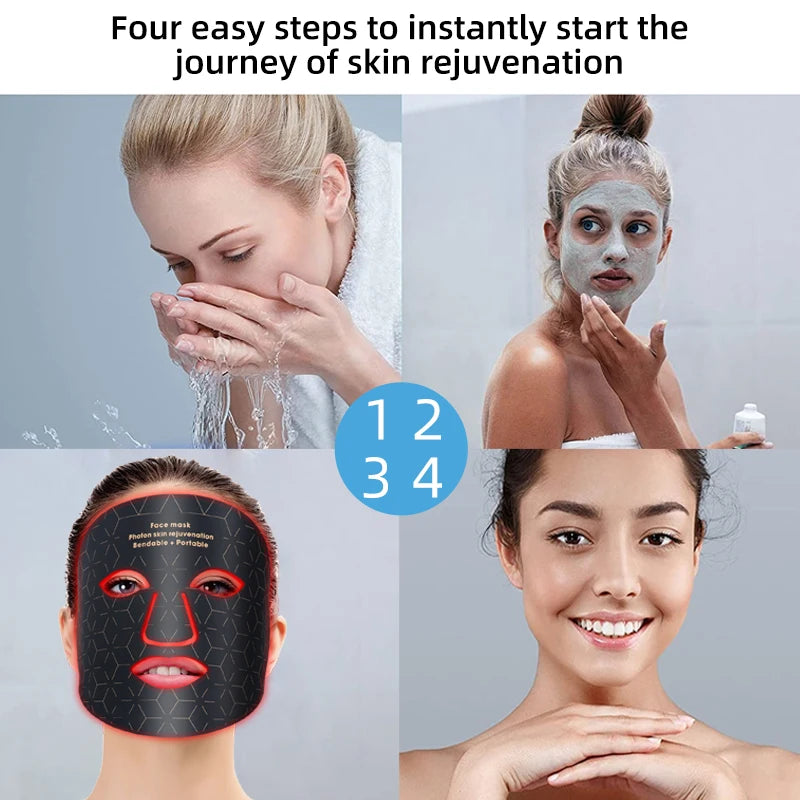 Portable Led Face Mask 4 Colors Red Light Therapy Face Mask 850NM Near Infrared Red Light Photon Therapy Skin Care Face Mask