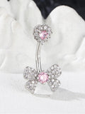 KUNIU 1Pc  Simple Fashion Bow With Zirconium Navel Ring Lady'S Personal Puncture Jewelry Belly Button Nail Belly Jewelry