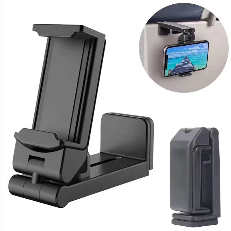 Universal Airplane Phone Holder Portable Foldable Desktop Cell Phone Stand Rotatable Selfie Holding Train Seat Clip Lazy Bracket