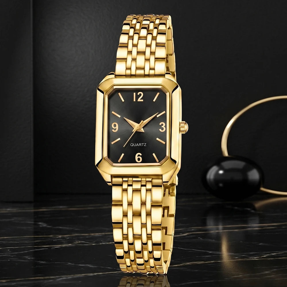 5Pcs/Set Unisex Jewelry Watches Women's Wristwatch Accessories Gold Fashionable Elegant Trendy Classic Exquisite Luxury Quartz Watches Y2K Party Gathering Daily Wear Birthday Holiday Gift Travel Vacation
