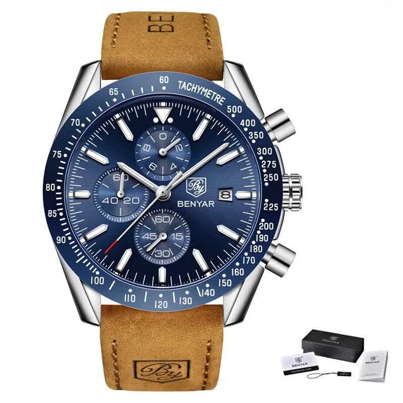 BENYAR Men Watches Brand Luxury Silicone Strap Waterproof Sport Quartz Chronograph Military Watch Men Clock Relogio Masculino