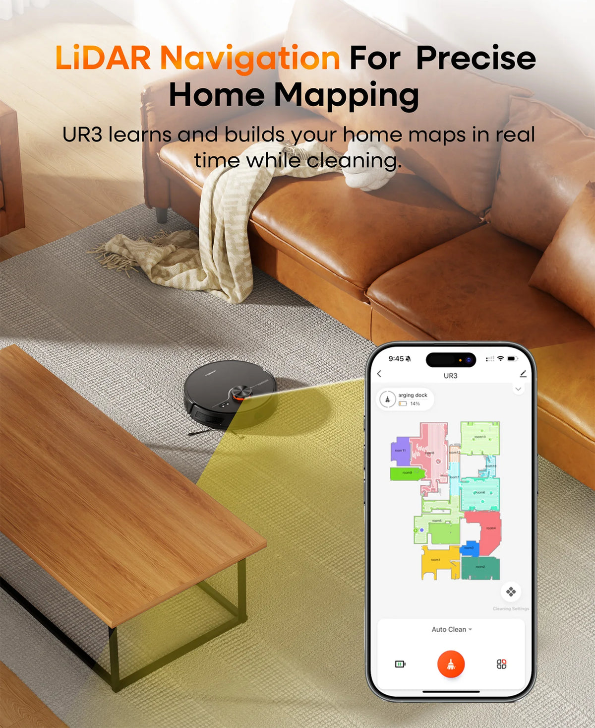 Refurbished UNINELL By erabros UR3 Robot Vacuum and Mop Combo, 7000Pa Suction Robotic Vacuum , Self-Emptying 90 Days Capacity, LiDAR Navigation Home Mapping, 180 Mins, App/Alexa, for Pet Hair Carpets Hard Floors