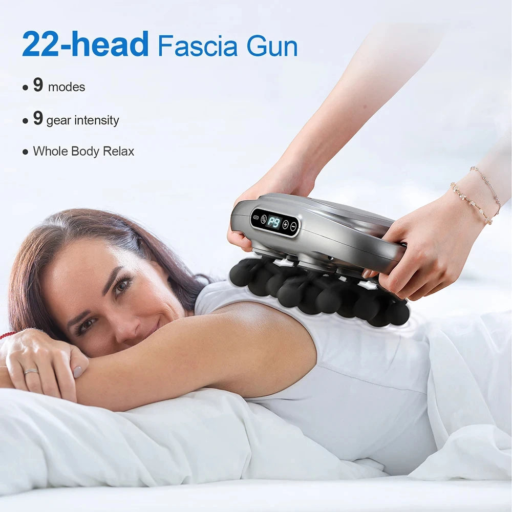 22-Head Deep Tissue Percussion Massage Gun, High-Power Vibration for Targeted in Back Neck & Shoulders Massage