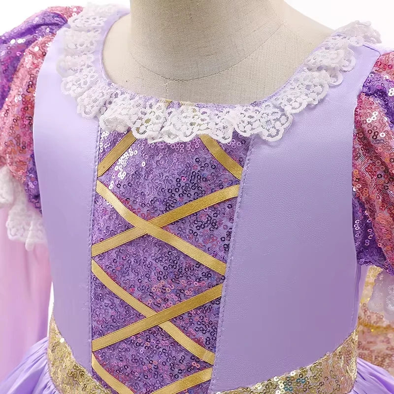 Rapunzel Princess Dress for Girls Tangled Cosplay Costume Kids Halloween Christmas Carnival Birthday Party Fancy Clothes