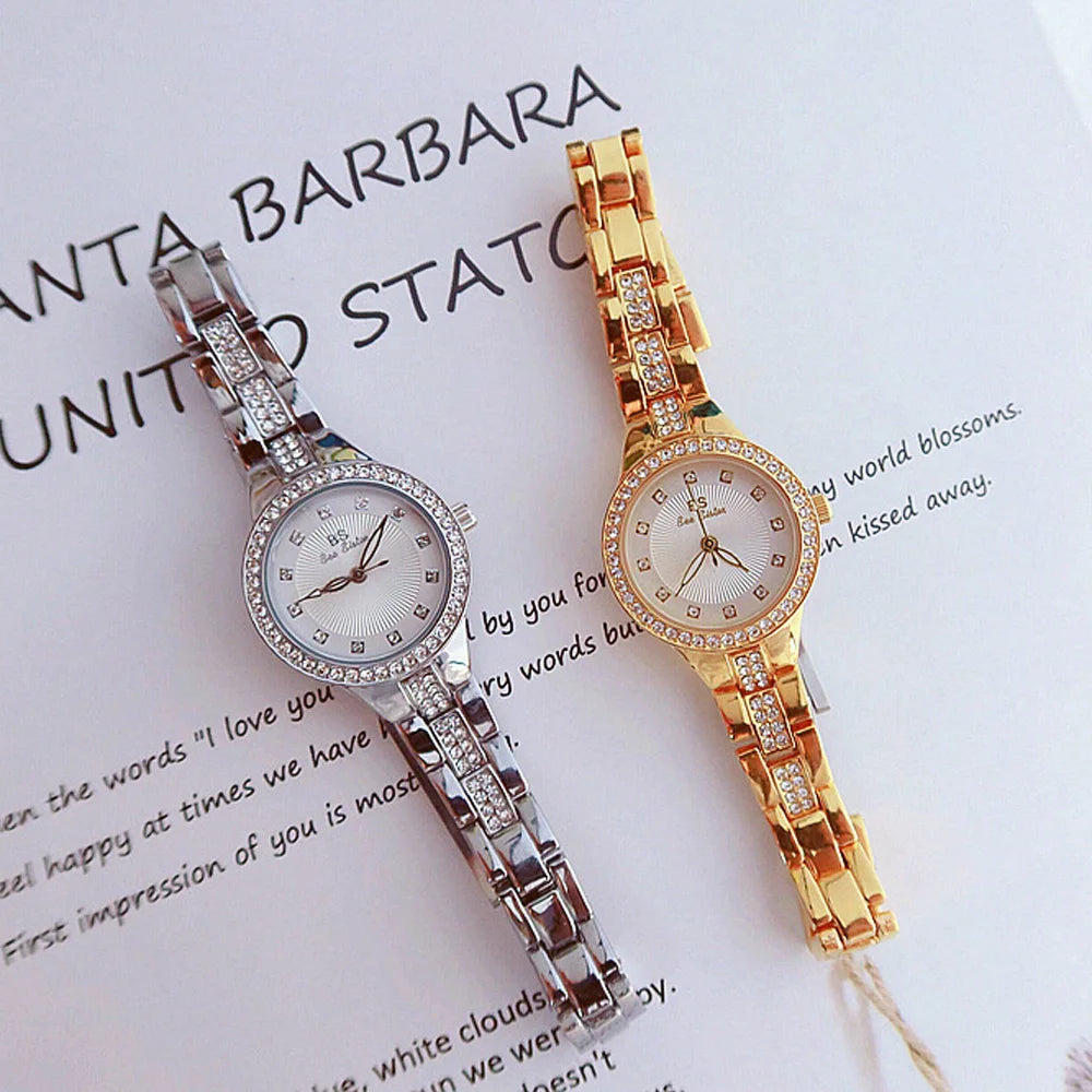 Fashion Women’s Diamond Watch 2025 New Minimalist Gold Silver Wristwatch Elegant Quartz Timepiece Waterproof Dress Gift