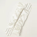 vm22 1 Pair Wedding Bride Gloves Black Covers Arms White Long Satin Elegant Women Evening Party Finger Mitten Gants Mariage