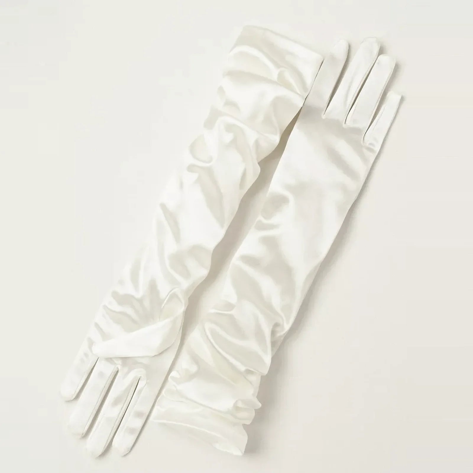 vm22 1 Pair Wedding Bride Gloves Black Covers Arms White Long Satin Elegant Women Evening Party Finger Mitten Gants Mariage