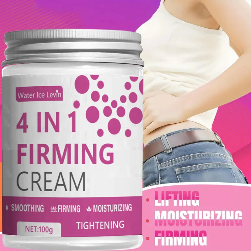 4 in 1 Firming Cream with Hyaluronic Acid, Ginger Oil & Shea Oil, Moisturizes, Firms, Smooths & Tightens for Elastic Skin