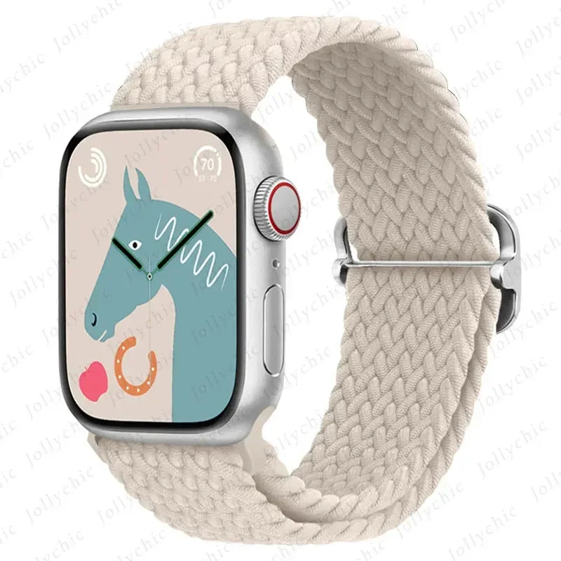 Braided Loop for Apple Watch Strap 44mm 40mm 45mm 41mm 42mm 38mm 49mm Elastic Solo Bracelet IWatch Series 7 Se 3 6 Ultra 8 Band