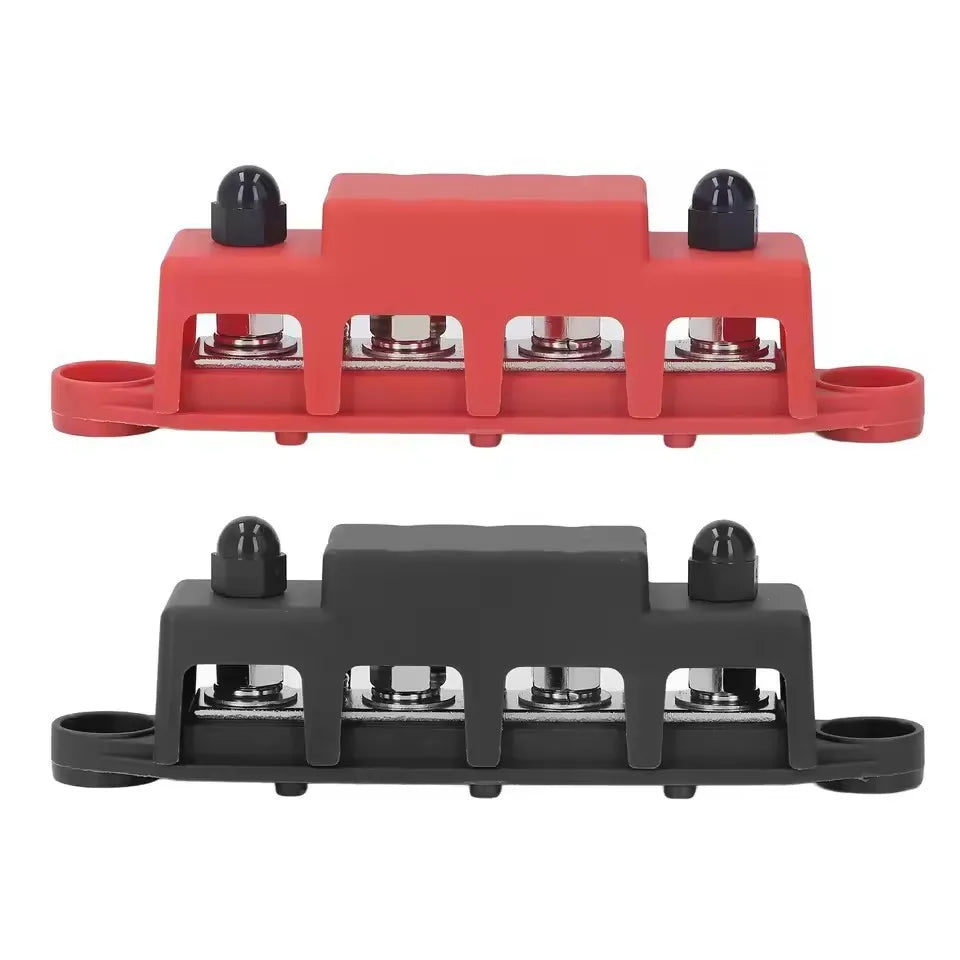 M8 Stud Bus Bar Power Distribution Block with Insulated Cover, Max 250A DC 12V 24V Terminal Block for RV Boat Marine Camper Van