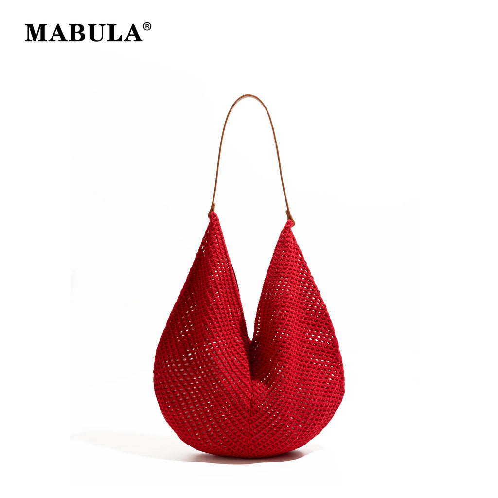 MABULA Casual Woven Beach Large Capacity Slouchy Shoulder Bag Hollow Out Weaving Underarm Bags Holiday Tote Handbag for Women