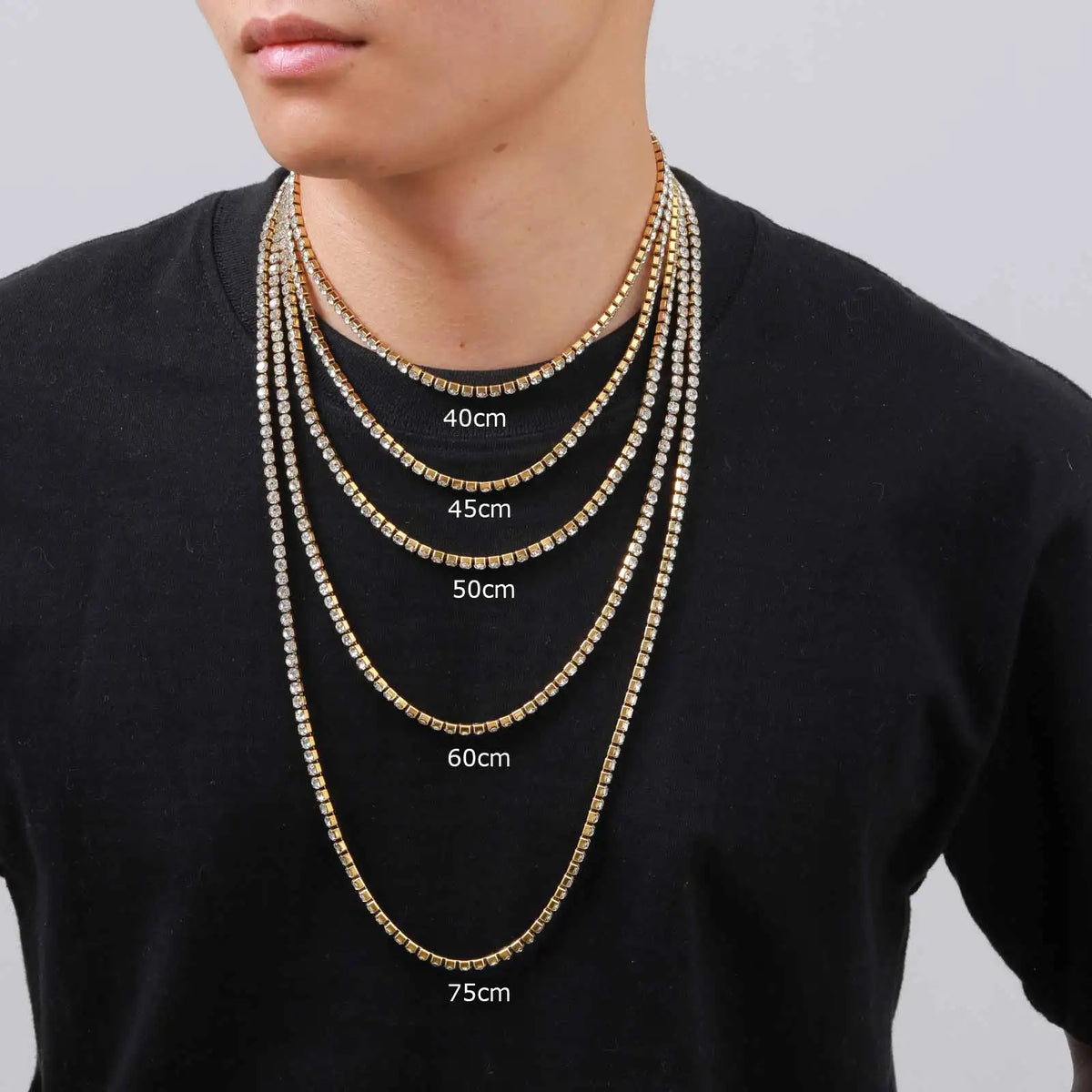 Hip Hop Tennis Chain Necklace for Men,4mm Stainless Steel Zircon Chokers,Luxury Rock Punk Jewelry Gift for Husband Dad Son