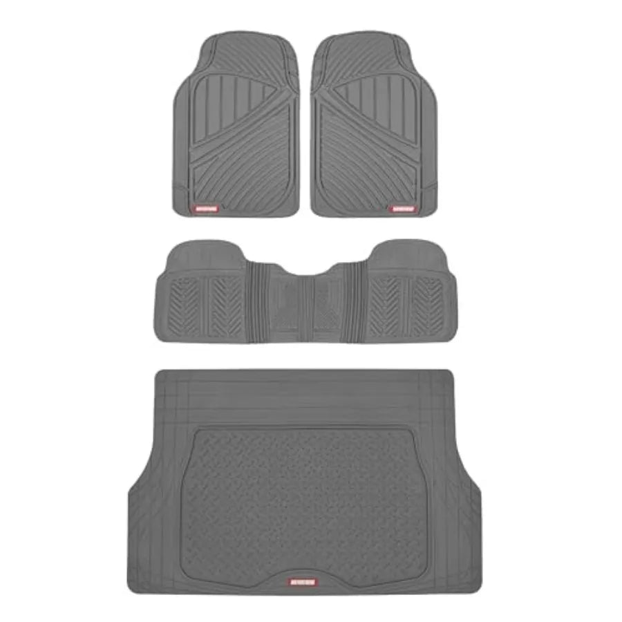 FlexTough Performance All Weather Rubber Car Floor Mats with Cargo Liner Full Set Front and Rear Odorless Floor Mats for Cars T