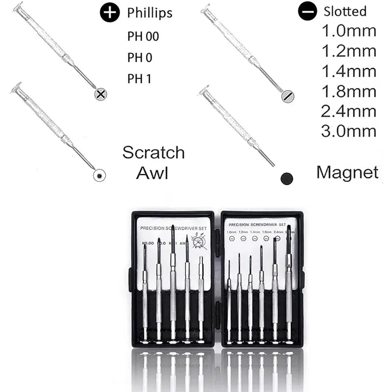 Precision Screwdriver Set, Small Screwdriver Set 11pcs Mini for Electronics, Toys, Computer, Watch Repair, Upgrade Red Box Tough