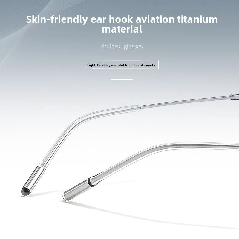 Men's ultra-light anti-blue pure titanium rimless glasses custom myopia prescription glasses reading glasses