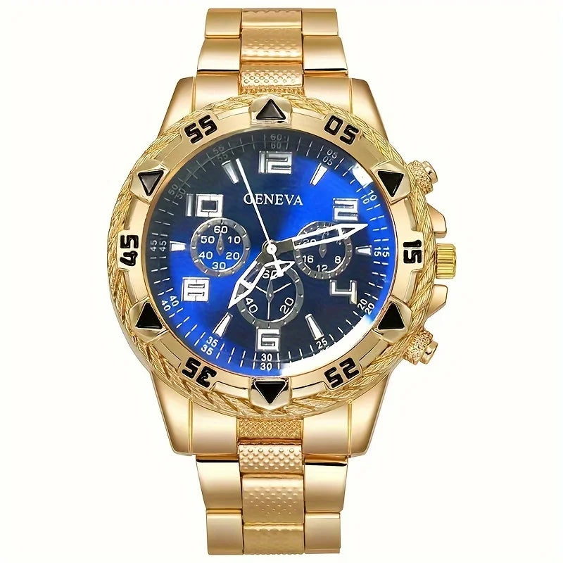 4pcs/1pcs fashionable men's quartz watch - stainless steel strap, round zinc alloy case, electronic sports