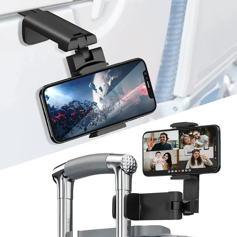 Airplane Travel Phone Holder Stand Mount Desk 360 Rotate Foldable Travel Desk Lazy Car Seat Flying Holder For 4.7-6.9 Inch Phone