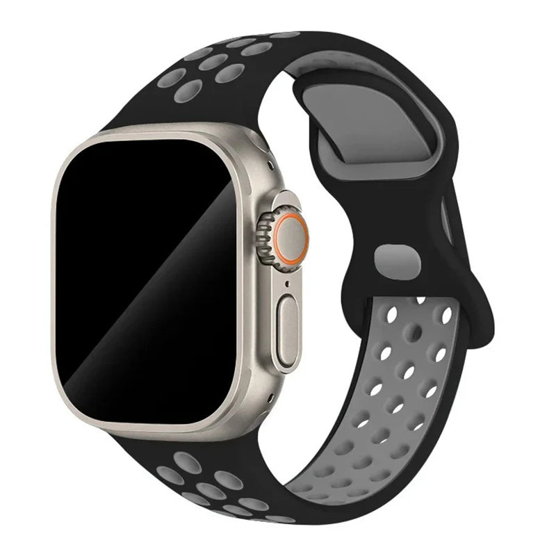 Silicone Strap For Apple Watch 44mm 45mm 40mm 41mm 38 42mm sports Rubber Breathable Band iwatch series 10 9 8 SE 7 6 Ultra 49mm