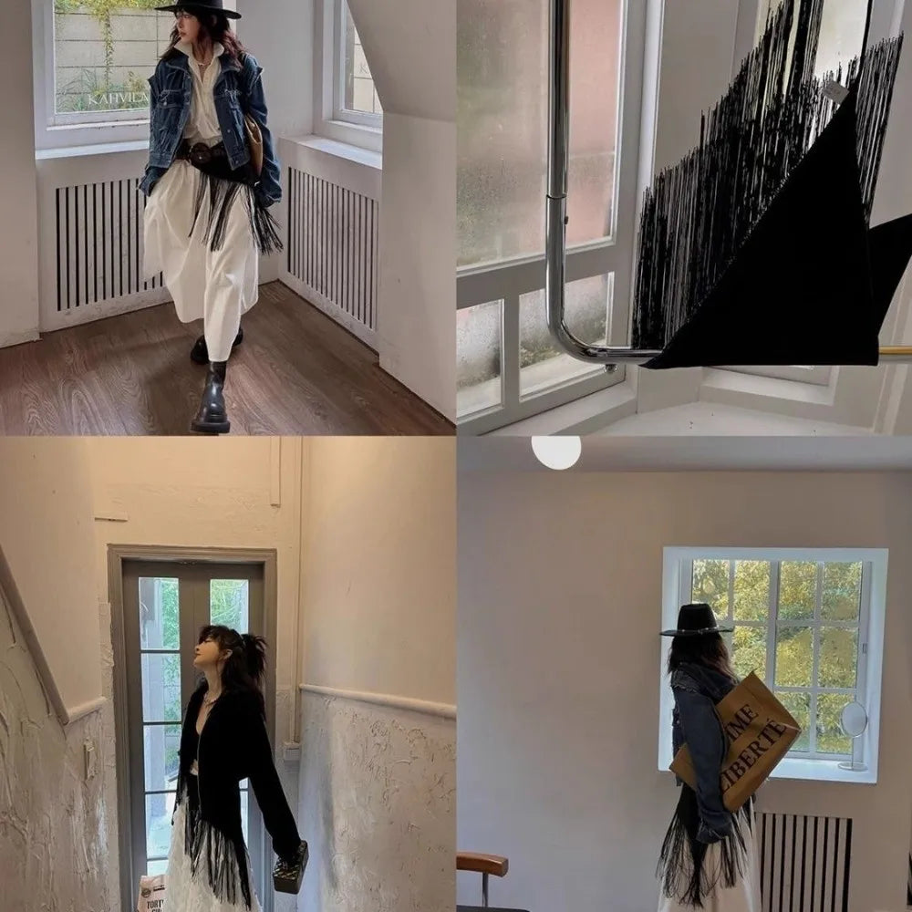 Fashion Retro Women Waistband Tassel Triangle Wide Waist Belt Shirt Dress Coat Decor Accessories Corset Belt