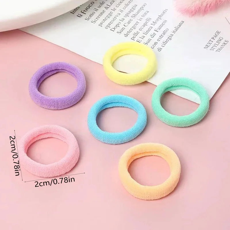 100 Psc Hair Ties,Soft Hair Ties,Small Seamless Hair Bands for Girls,Multicolor Hair Elastics Ponytail Holders