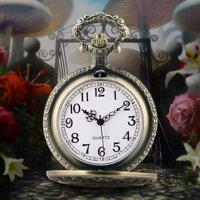 Cute Girl Forest Series Pattern Trendy Gift Holiday Quartz Pendant Necklace Pocket Watch