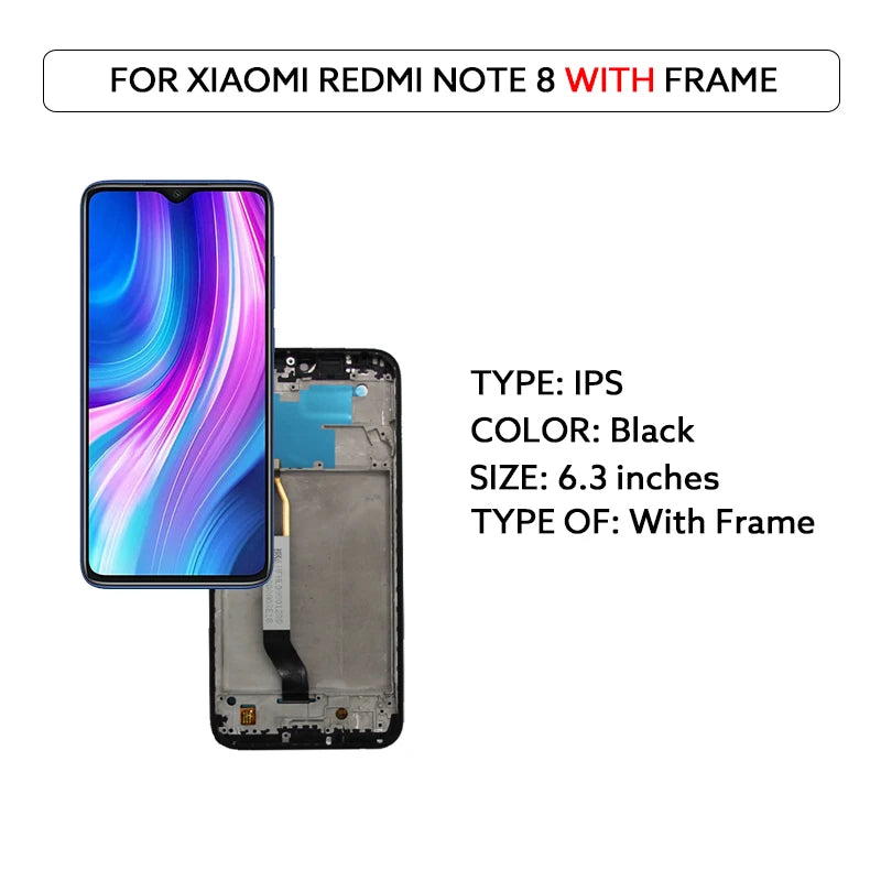For Xiaomi Redmi Note 8 LCD Display Touch Screen Digitizer Assembly M1908C3JH M1908C3JG M1908C3JI For Redmi Note8 Display Parts