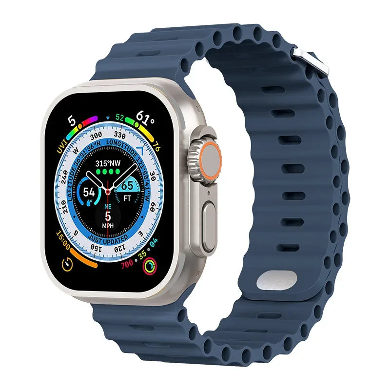 Ocean Strap For Apple Watch Ultra 3/2 Band 49mm 11 10 9 8 7 46mm 45mm 41mm Silicone Bracelet Belt iWatch 6 5 4 SE 44mm 42mm band