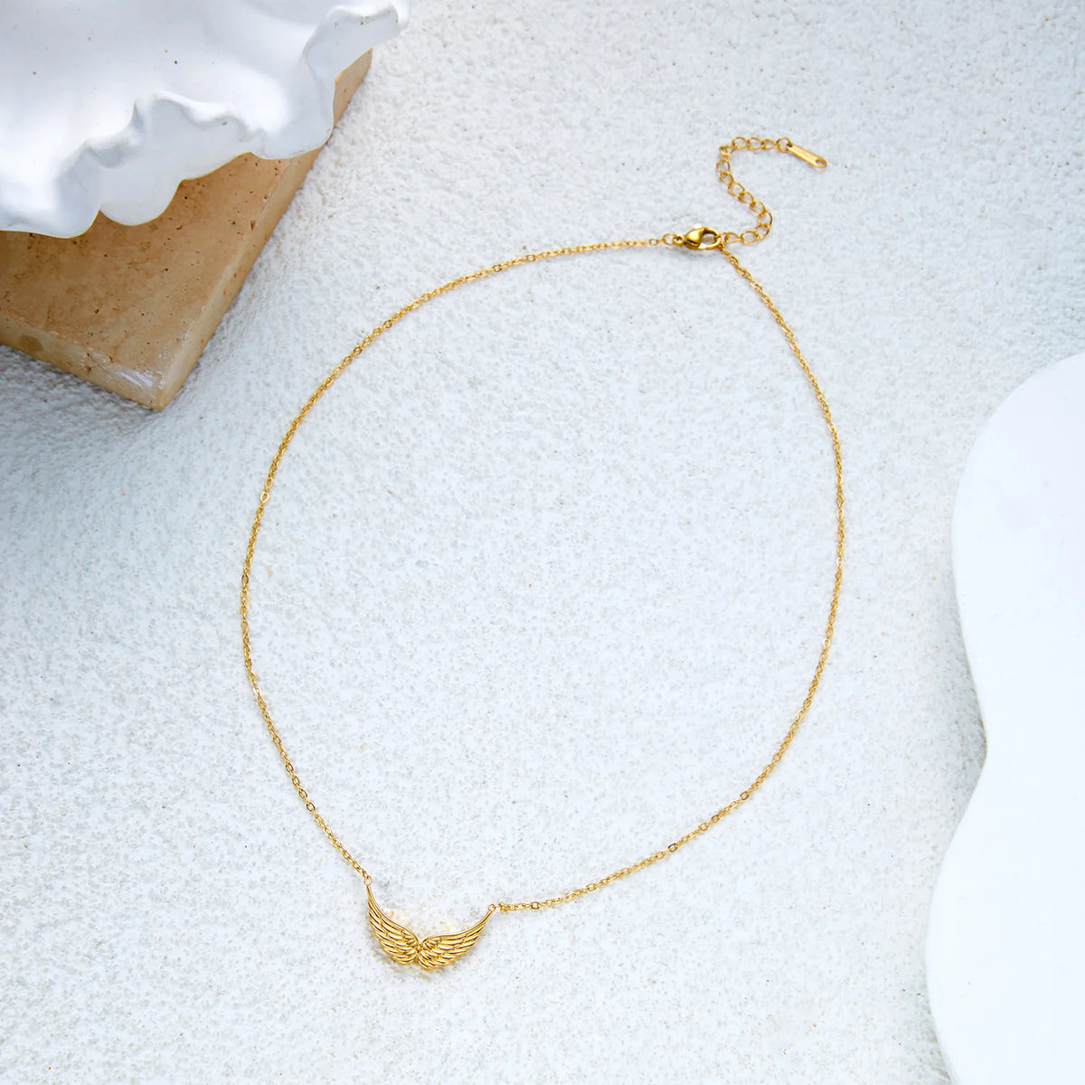 Stainless Steel Angel Wing Choker Necklace for Women Adjustable Dainty Pendant Party Wedding Anniversary Jewelry Gift for Her