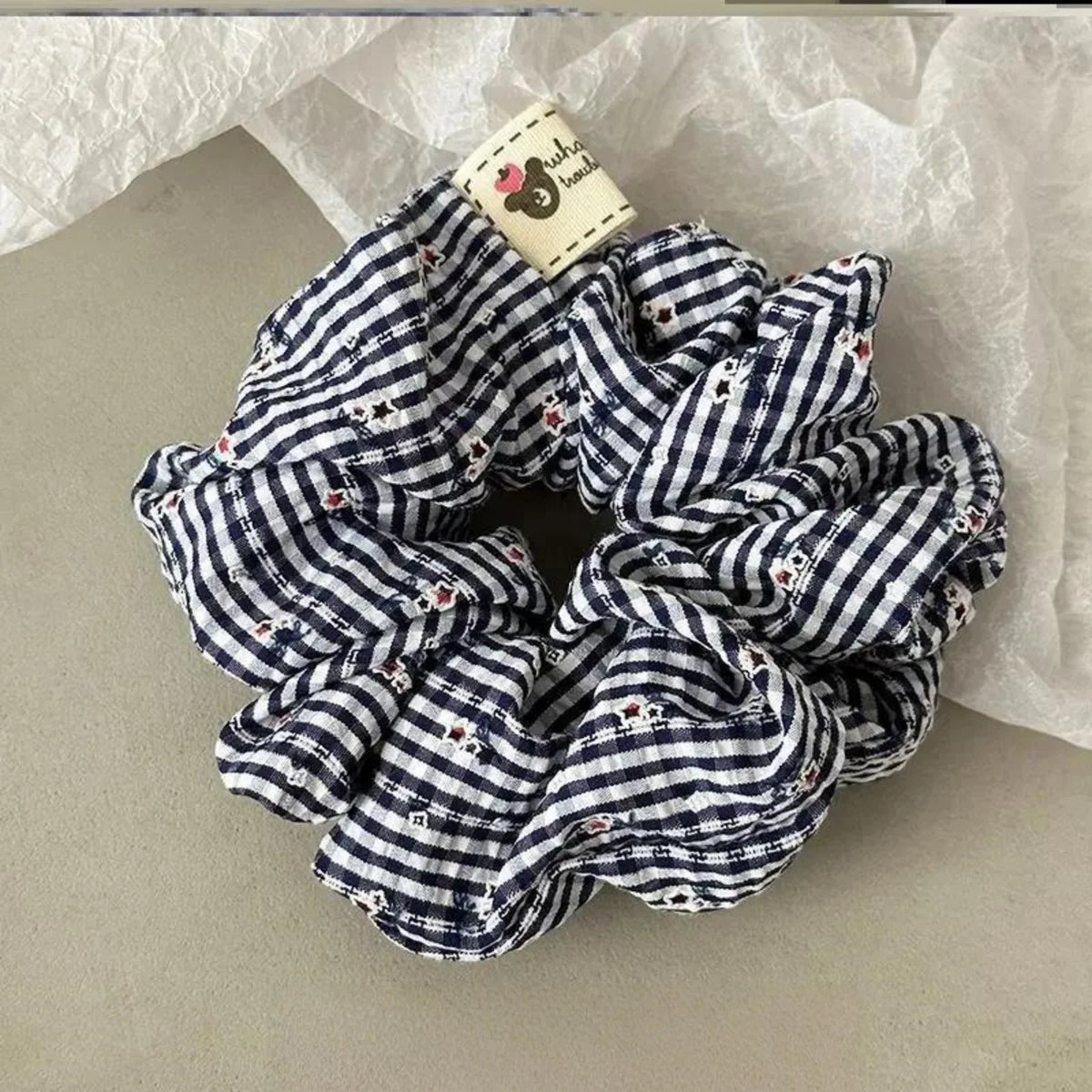 2pcs Literary Small Flower Ponytail Hair Accessories, Pastoral Temperament Fabric Durable Ornaments, Plaid Scrunchies, Cool and