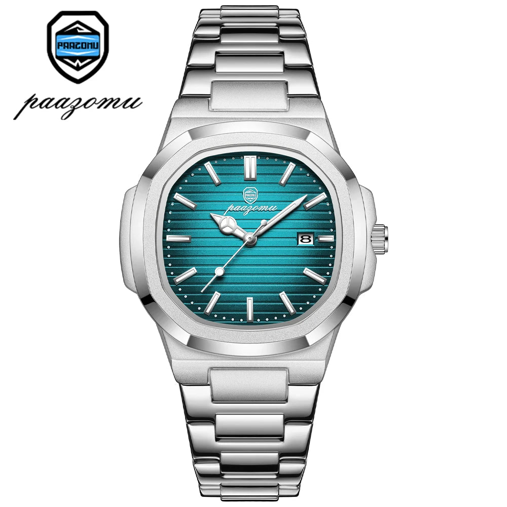 PAAZOMU Top Luxury Brand Man Watch Sports Waterproof Luminous Date Men Wristwatch Square Dial Quartz Men's Watches High Quality