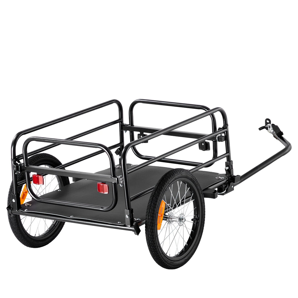 SucceBuy 160 lbs Bike Cargo Trailer Foldable Storage Bicycle Wagon Cart with 16" Wheels Safe Reflectors Fits 22"-28" Bike Wheels
