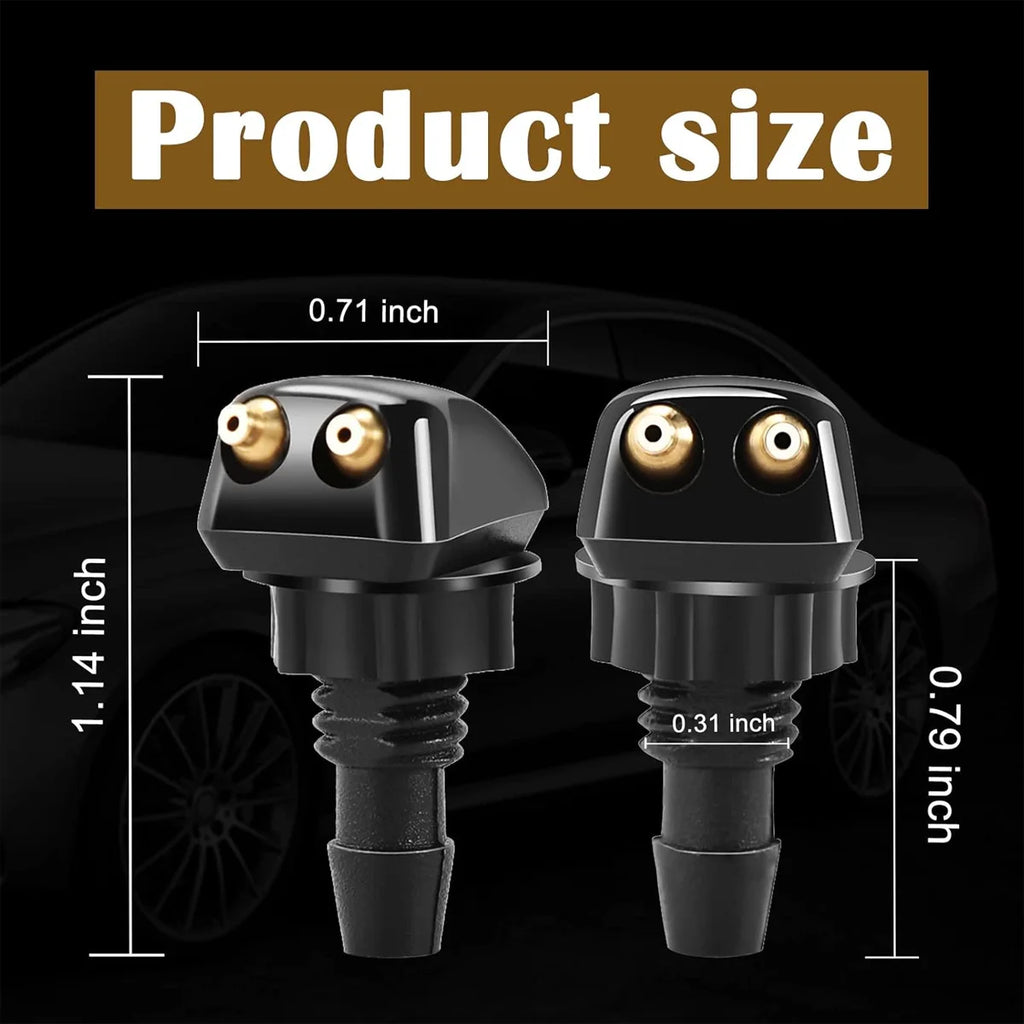 2PCS Front Hood Windshield Cleaning Nozzle Straight Column Truck Car Engine Hood Hole Dual Port Nozzle Compatible With Most