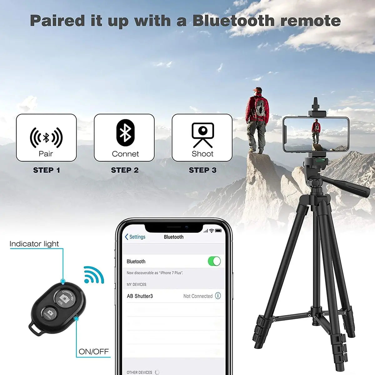 Phone Tripod 102cm Professional Video Recording DSLR Camera Photography Stand for Xiaomi HUAWEI iPhone Gopro with Selfie Remote