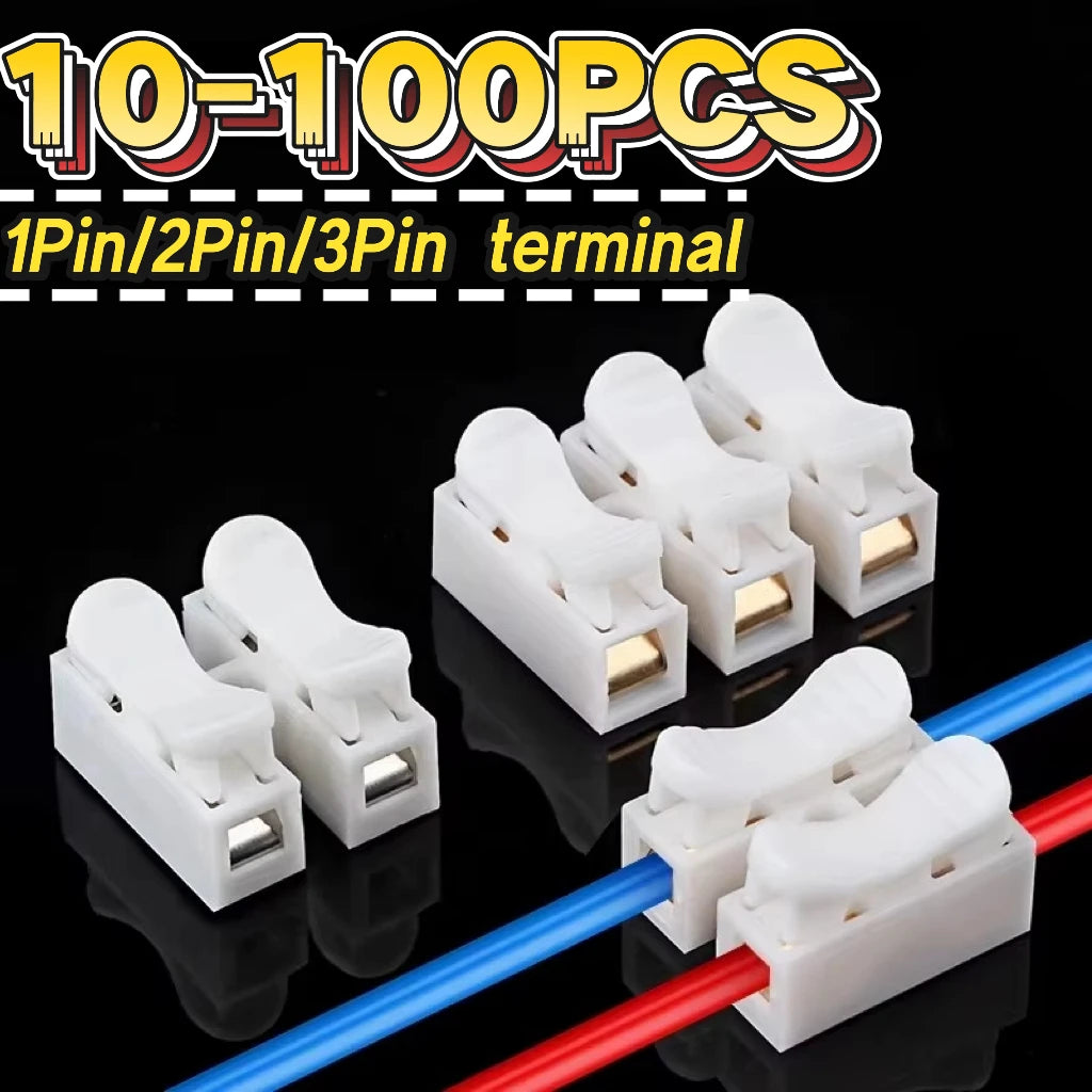 Quick Wire Connectors 1P 2P Screwless Spring Clamp Terminal Block No Soldering Cable Terminals For Electronics Wiring Connection