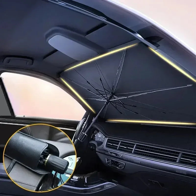 Car Sunshade Umbrella Front Windshield Silver Glue Sunshade Umbrella Uv Resistant Folding Umbrella Sunscreen Accessories Amagi