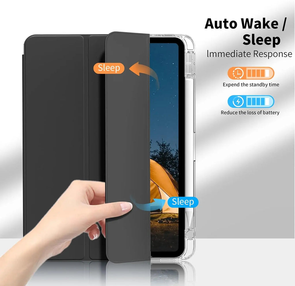 Clear Crystal Tablet Case With Pen Slot For iPad 10th 11th Gen A16 2025 2022 11'' 10.9'' PU Leather Flip Magnetic Stand Cases
