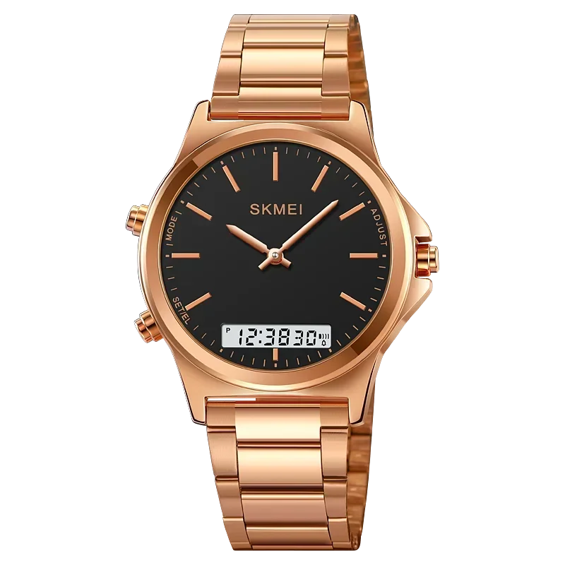 SKMEI 2120 Digital Quartz Watch for Men Waterproof Sport Dual Display Stainless Steel Mens Wristwatches Alarm Clock Reloj Hombre