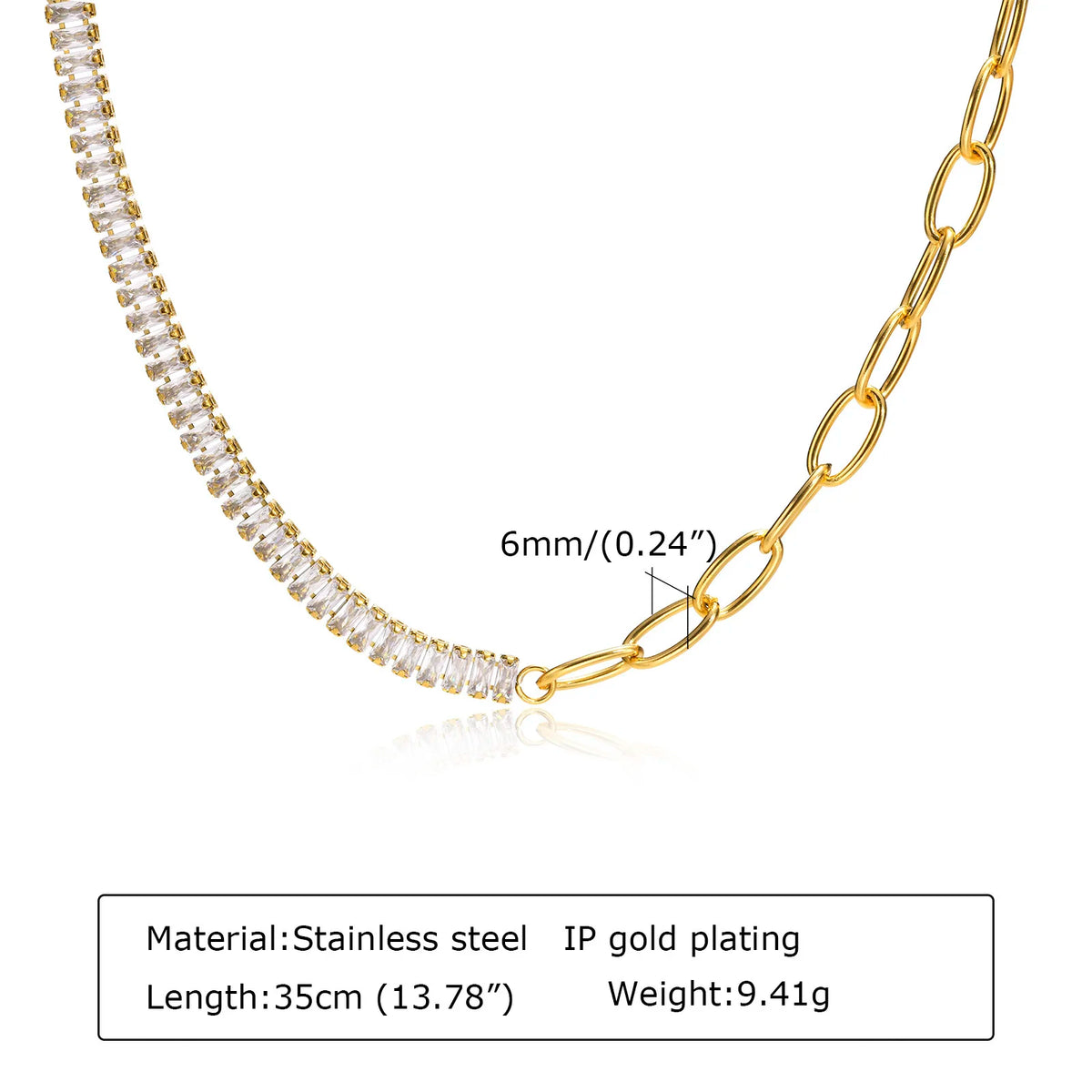 Chunky Gold Plated Link Necklace For Women, Stainless Steel Oval Thick Chain Choker Minimalist Jewelry Trendy Party Jewelry Gift