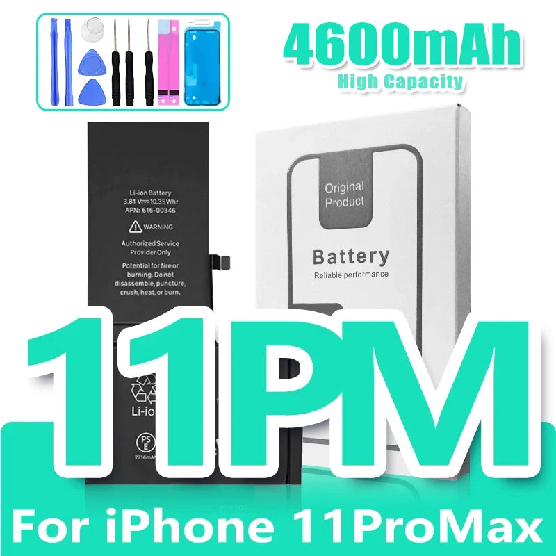 0 Cycle High Capacity Battery For iPhone 11 11Pro 12Pro 12 13 14 13Pro 14Pro Max Mini Phone Bateria + Free Tool Kit
