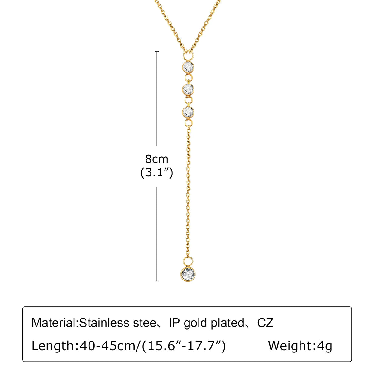 Stainless Steel Y Shape Pearl and Cubic Zirconia Pendant Neckalace For Women, Minimalist Personal Gold Plated Jewelry
