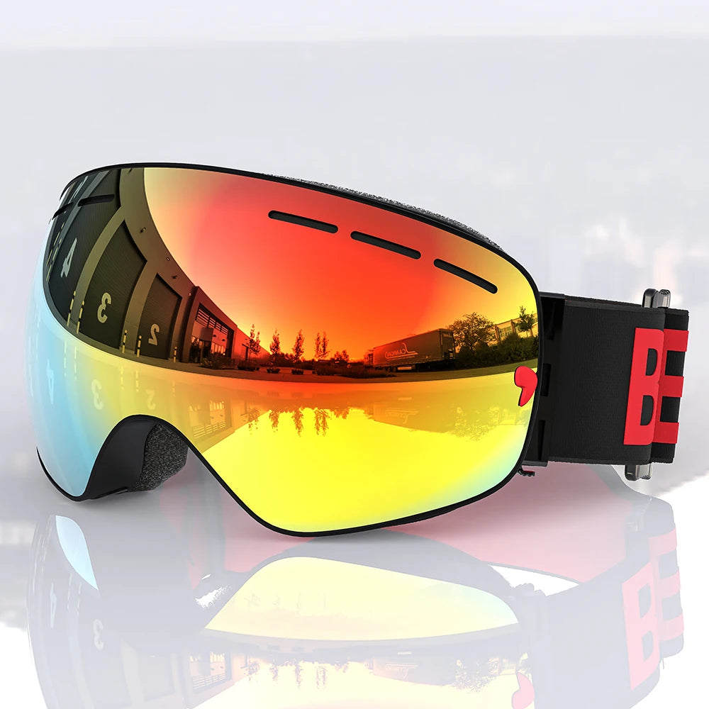 UV400 Anti-fog Double Layers Ski Goggles Big Lens Ski Mask Glasses Skiing Snow Snowboard Eyewear Mirror Polarize Goggles for men