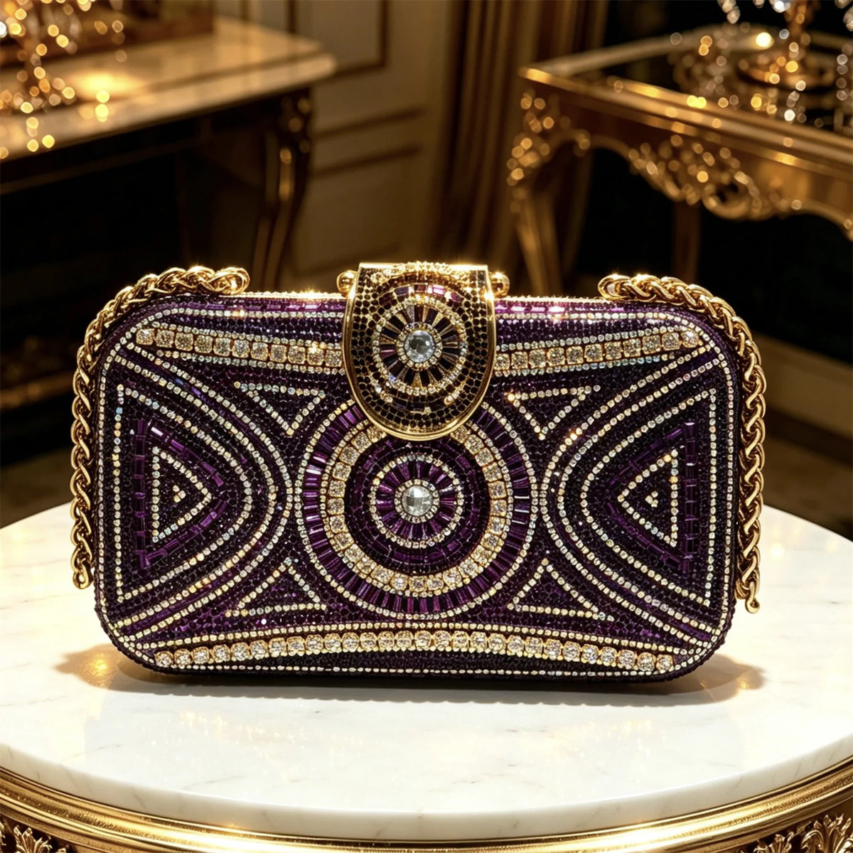 Elegant Purple Pointed Pumps Decoration Wavy Rhinestone Evening Bag For Wedding Women Heels Shoes Matching Bag Heels