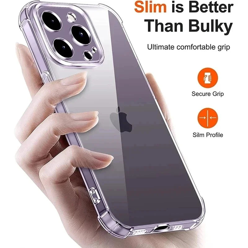 Luxury Shockproof Silicone Clear Phone Case For iPhone 18 17 16 15 14 13 12 11 Pro Max Mini X XR Xs 8Plus Transparent Soft Cover