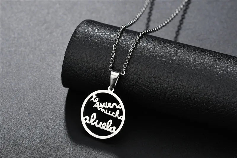 Grandmother Stainless Steel Statement Necklace Women Jewelry Silver Color Necklaces & Pendants Jewelry Navidad