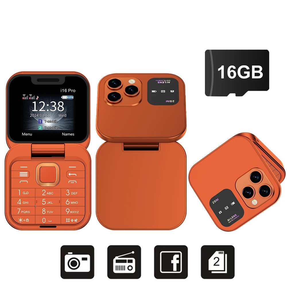 SERVO Mini Flip Mobile Phone Speed Dial Magic Voice Flashlight Blacklist Call Recording FM Radio Dual SIM 2G Foldable Cellphones