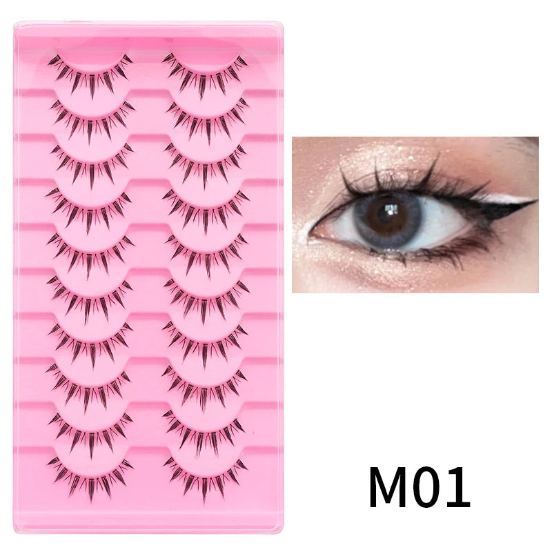 10 Pairs Natural Lashes Manga Full Strip Lashes Makeup Bulk Wholesale Dropshipping Eyelash Extension Lashes Anime False Eyelash